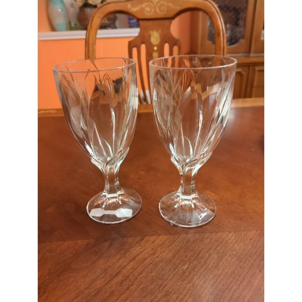Mikasa Impression Swirl Optic Crystal Drinking Glasses Set 2 Glasses 7.5